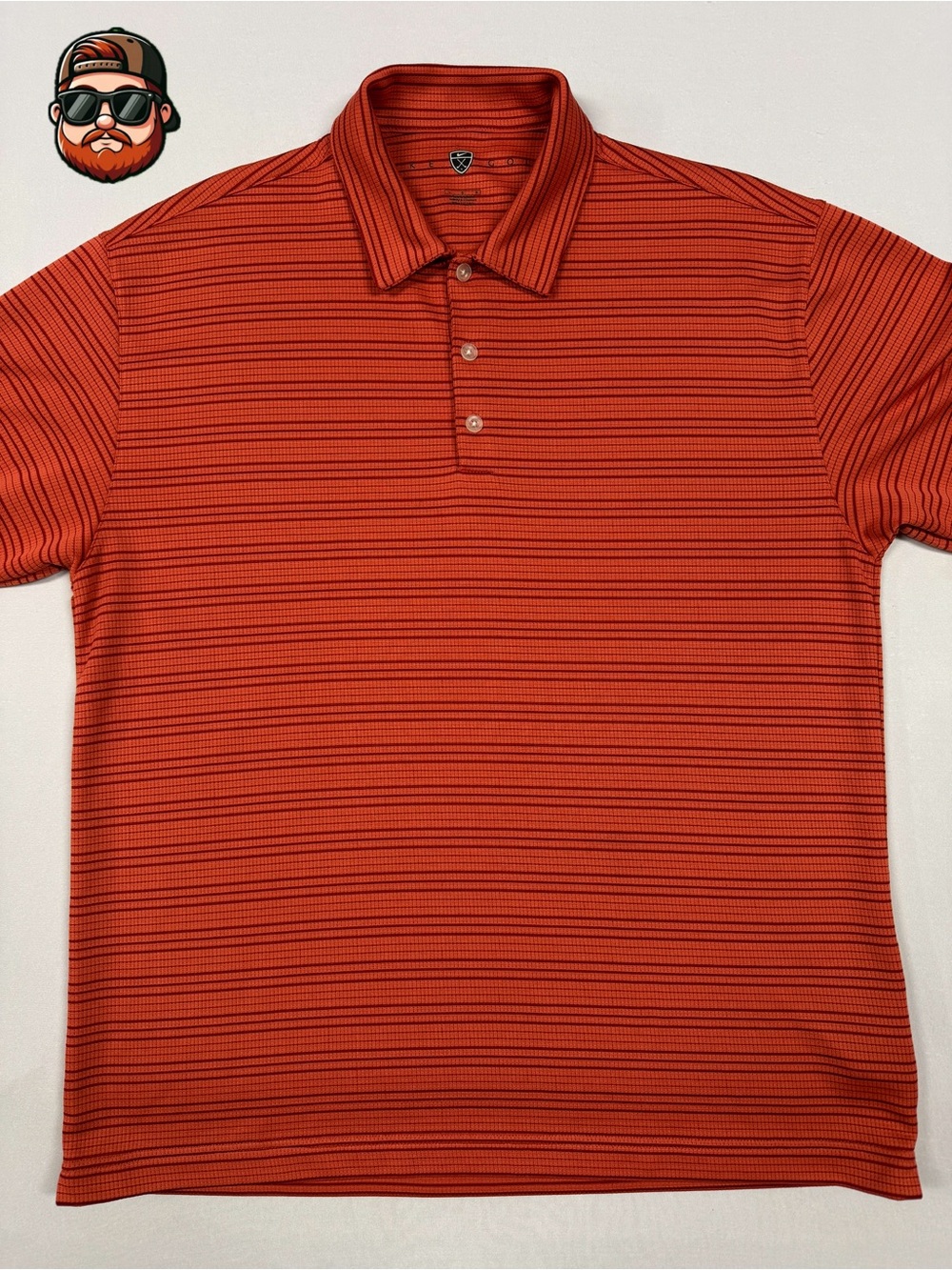 Nike Golf Men’s Large Orange Striped Performance Polo Short Sleeve